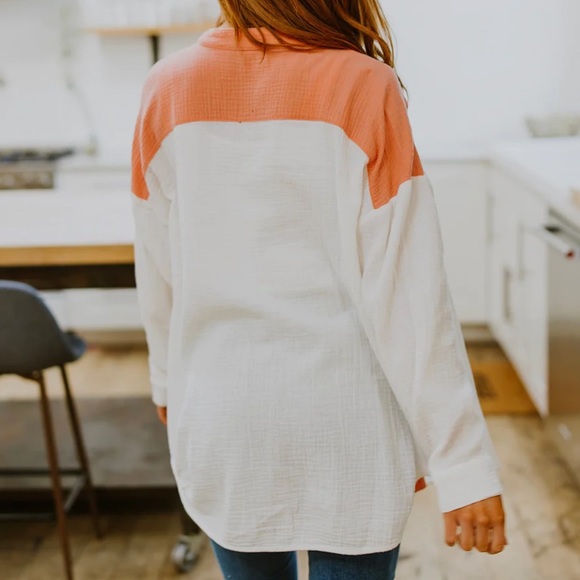 NEW Prep Obsessed EASY TO LOVE COLORBLOCK BUTTON UP - Picture 6 of 11